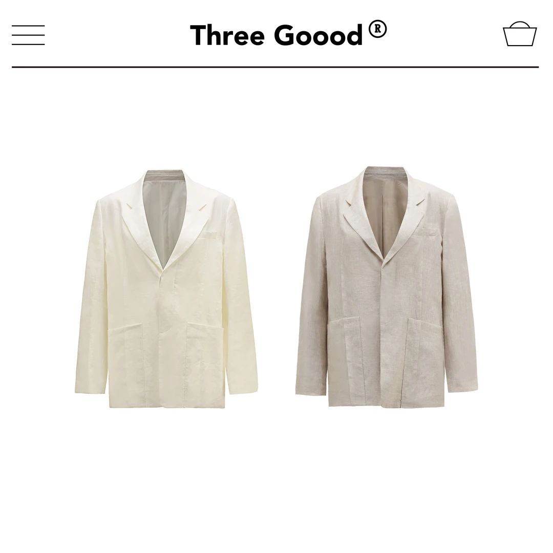 THREE GOOOD/三吉 极简气质轻奢亚麻西装外套 SW230124