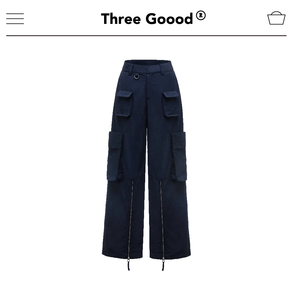 THREE GOOOD/三吉设计师小众计师款拉链工装裤 SK230431