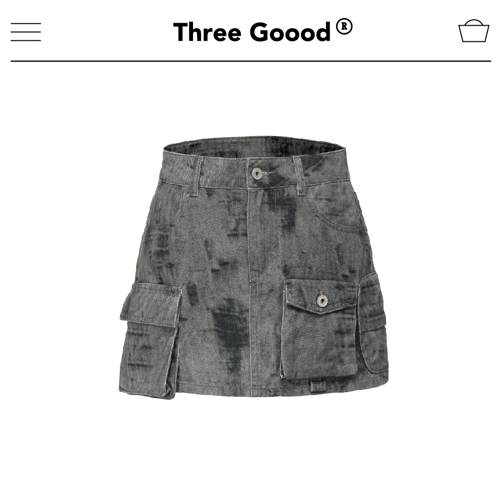 THREE GOOOD/三吉半身际遇复古晕染短半裙 SQ230604