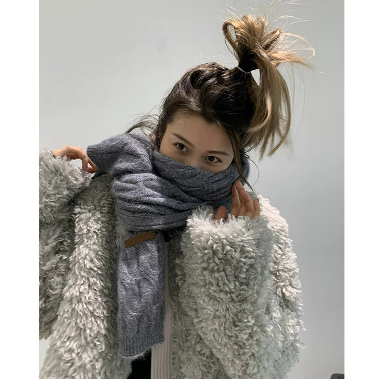 THREE GOOOD/三吉浣熊绒麻花围巾 WJ220890