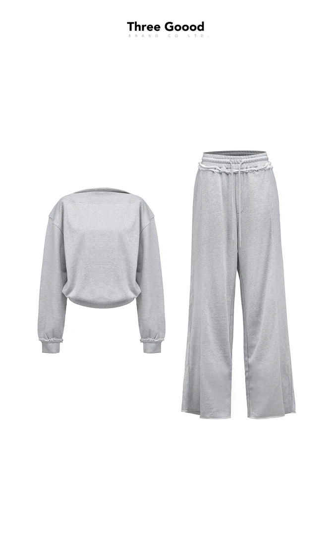 THREE GOOOD/三吉 【放价了】活力在线螺纹卫衣套装DTT240230