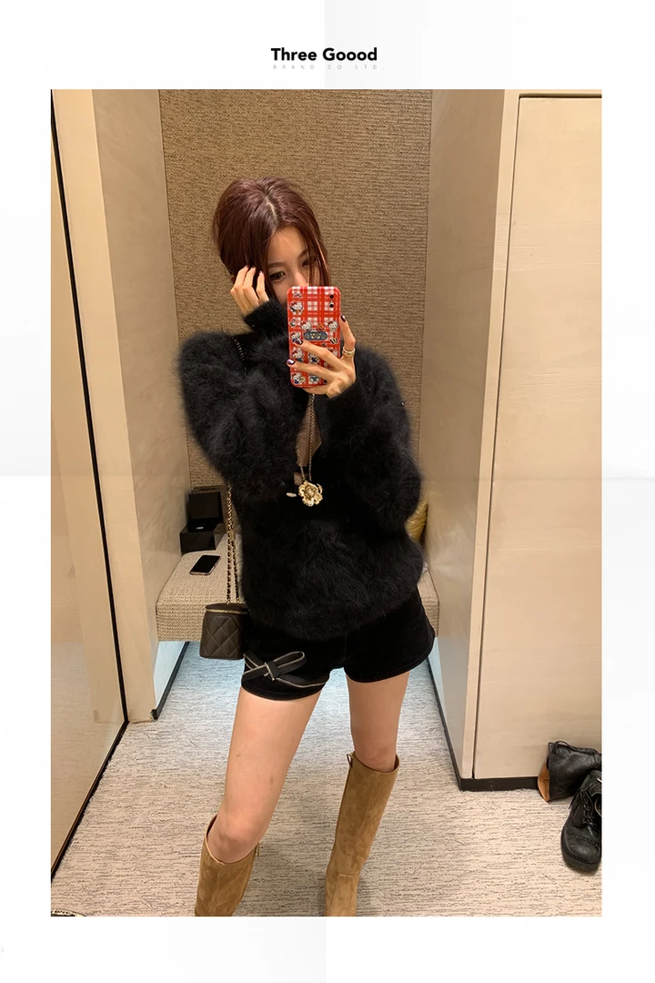 THREE GOOOD/三吉【放价了】墨上花开拉链设计短裤SSK241176