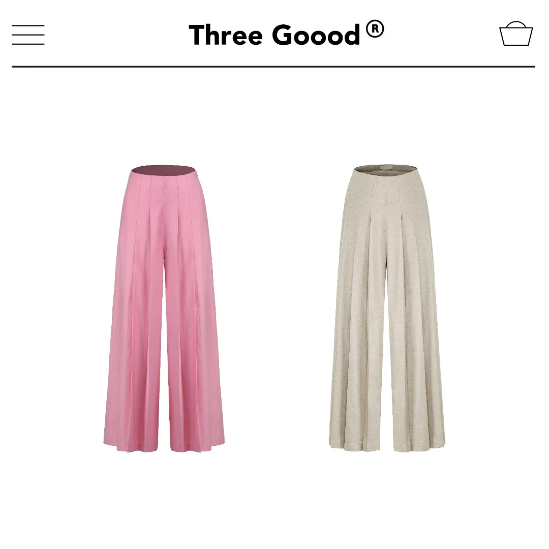 THREE GOOOD/三吉《年终放价》显瘦百褶阔腿休闲长裤 SK230034