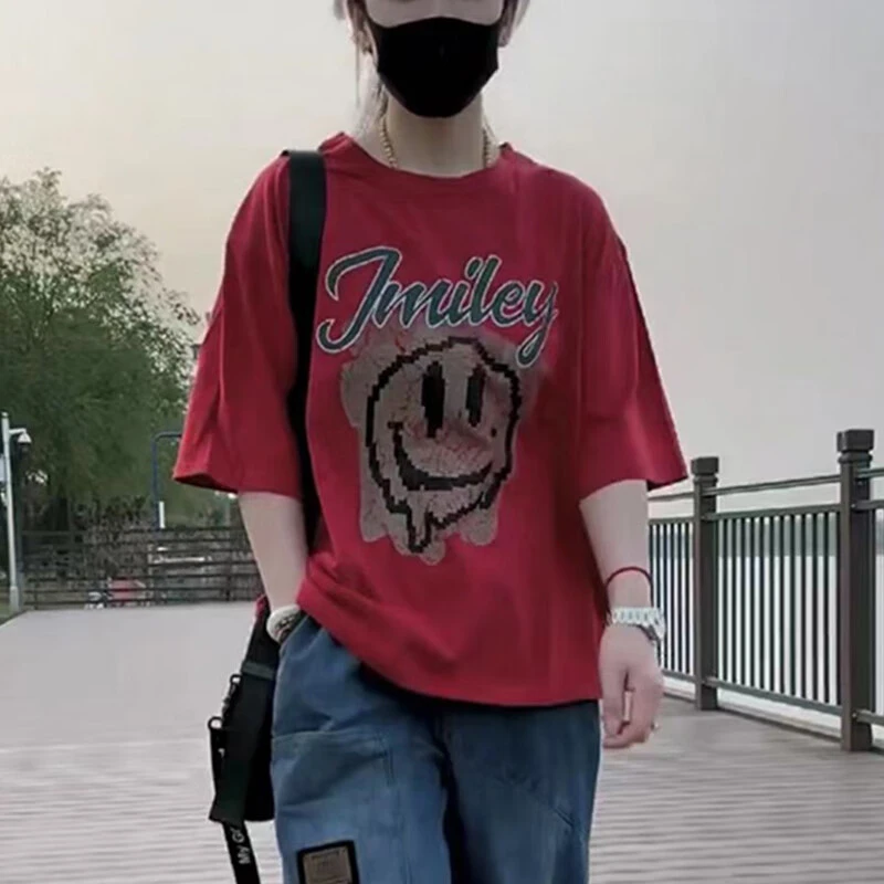 夏季新款时尚减龄印花百搭短袖T恤R7292