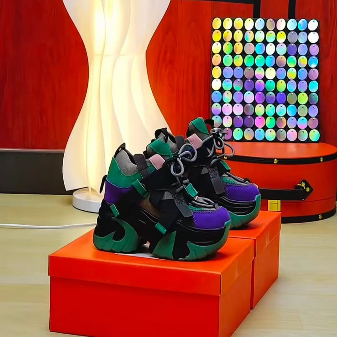 炸街10cm内增高厚底老爹鞋女ins潮2024年秋季新款超火休闲运动鞋