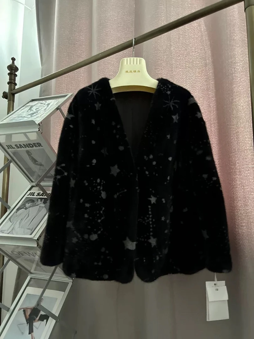 阳光皮草=进口水貂毛时尚女款整貂大衣短中长款皮草外套紫金短二