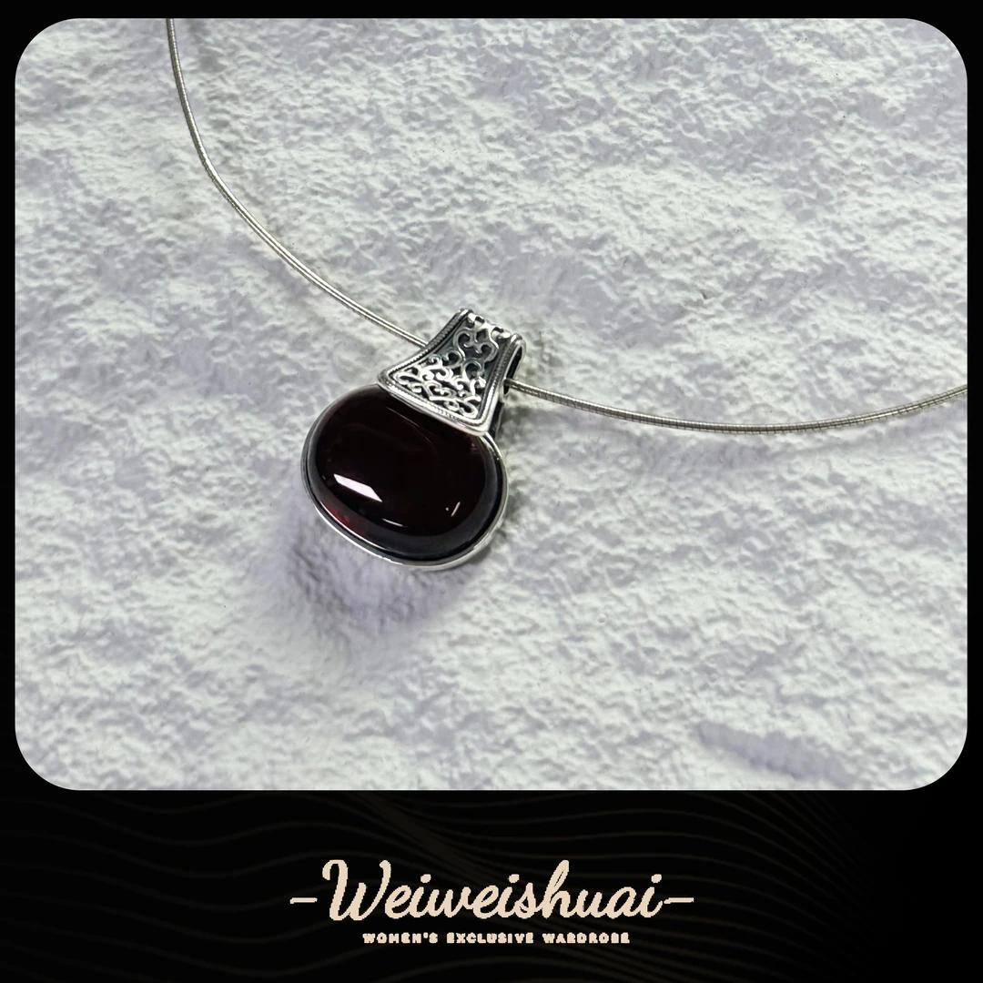 坠链均925银 S23女士复古手工小众气质百搭镶嵌单圈锁骨链