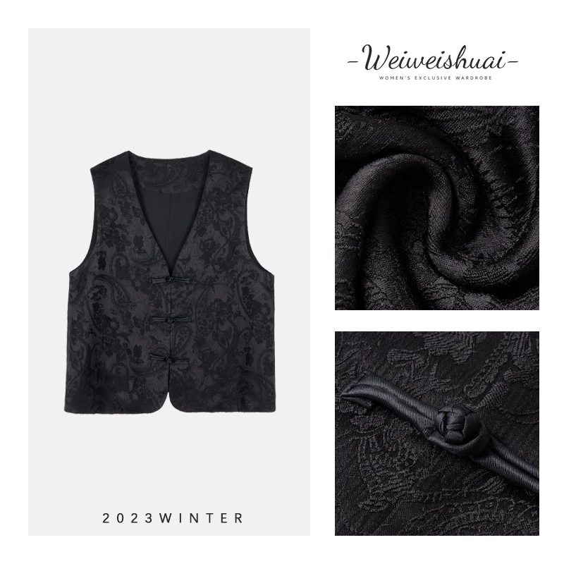 609春夏复古中国风中式百搭提花无袖马甲