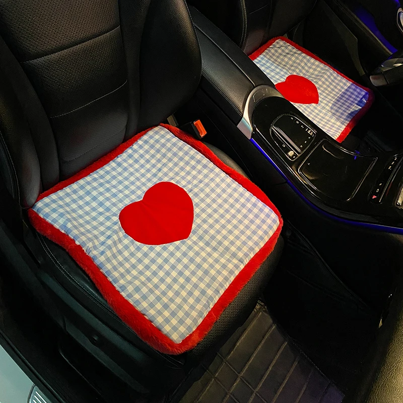 汽车坐垫冬季毛绒座垫冬季单片四季通用女神爱心保暖汽车后排座椅