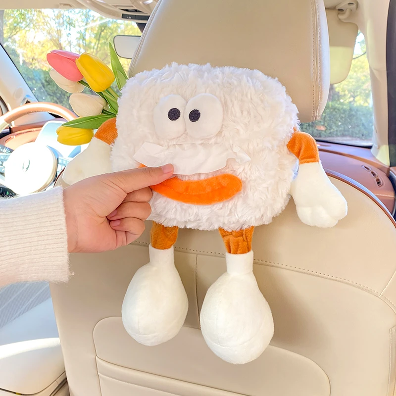 新款多巴胺车载纸巾盒家用创意可爱抽纸盒丑萌厚实扶手箱餐巾纸盒