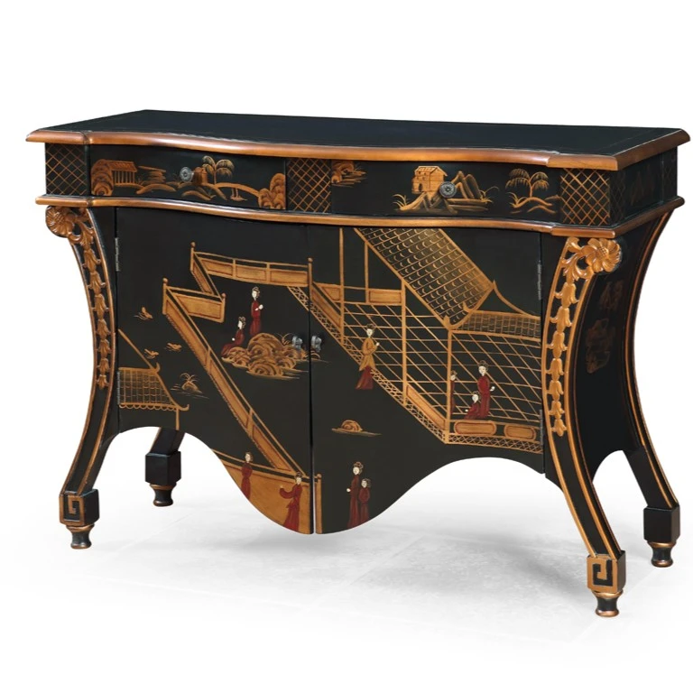 中式彩绘玄关柜仿古实木供桌手绘家具门厅玄关柜