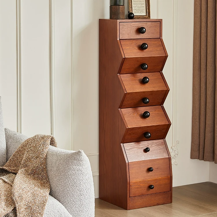 中古风实木不规则斗柜客厅卧室储物柜创意落地柜五斗柜