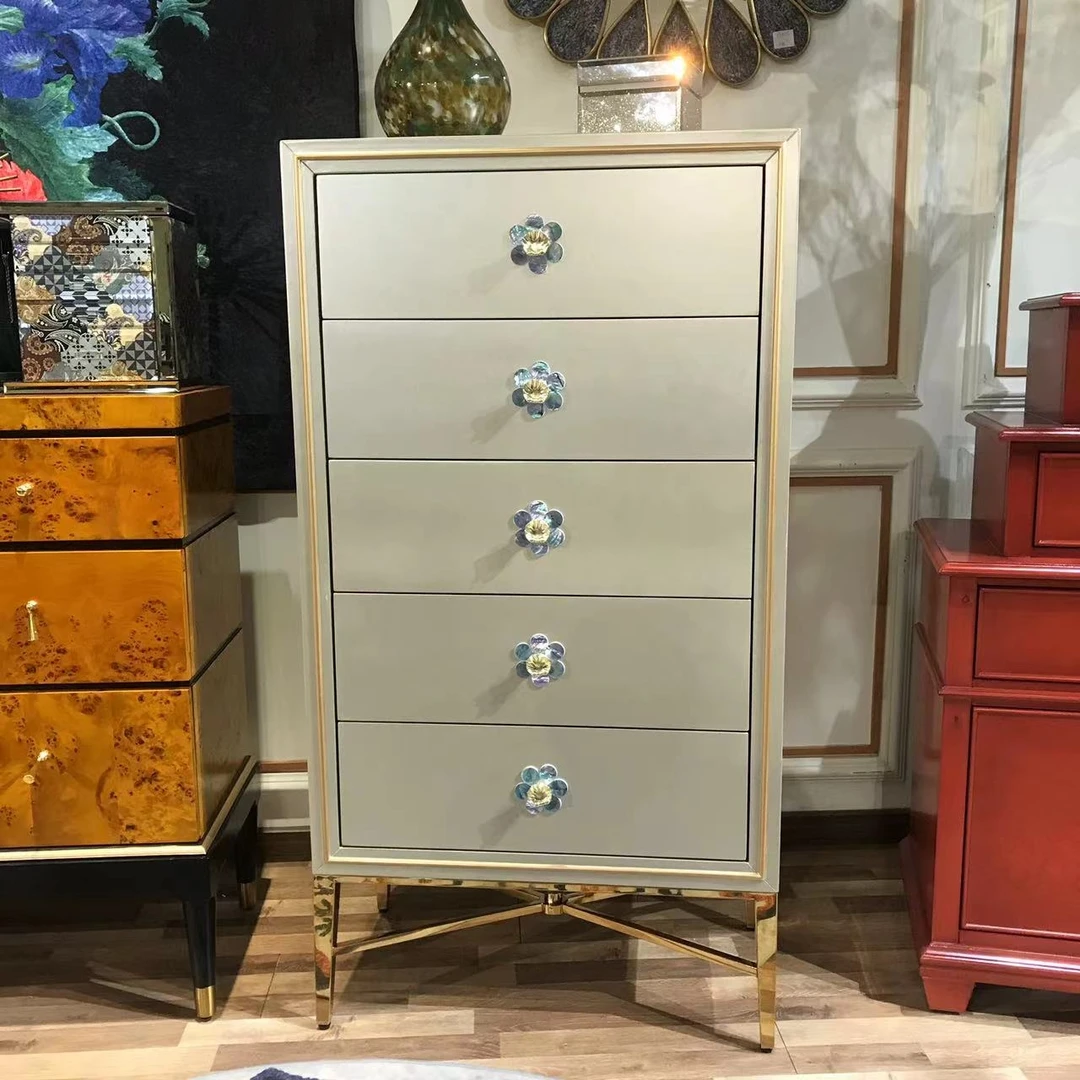 山茶花五斗柜家用卧室客厅装饰柜1786