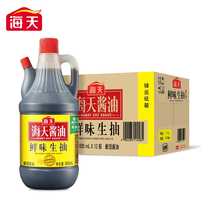 海天酱油鲜味生抽800ml家用炒菜凉拌点蘸提鲜调味料黄豆酿造酱油