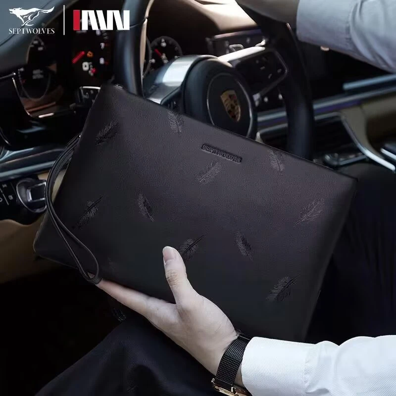 七匹狼手包男士休闲2025新款品牌手拿包潮牌轻奢男式夹包正品潮流