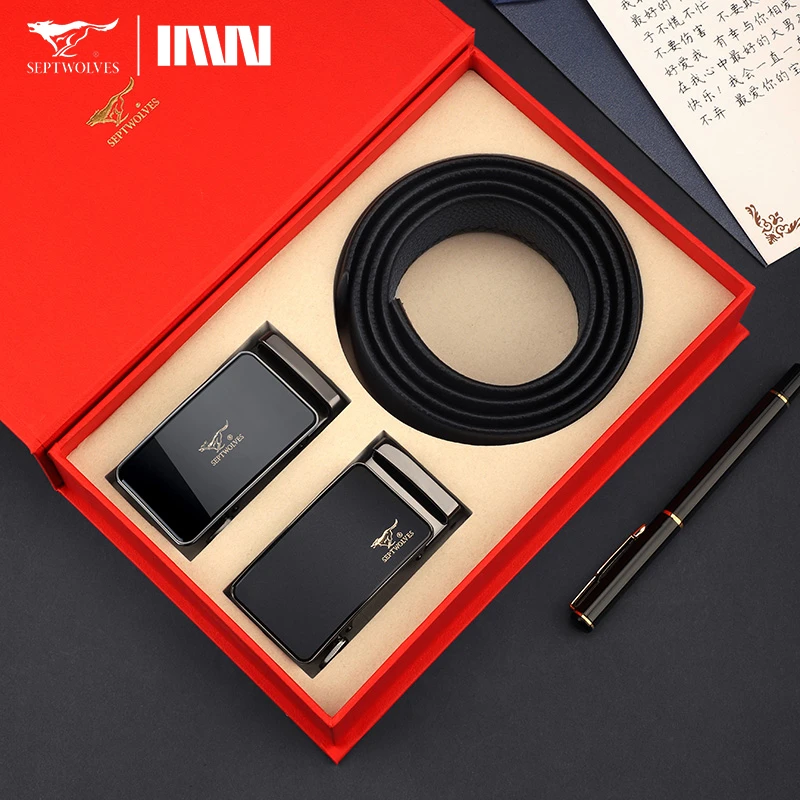 七匹狼皮带男款真皮2025新款定制刻字名牌双扣生日礼物送男朋友