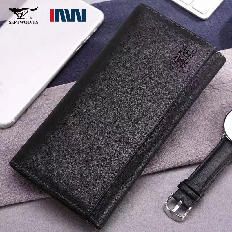 七匹狼钱包男士黑色真皮2025新款轻奢多功能可放手机牛皮男款钱包