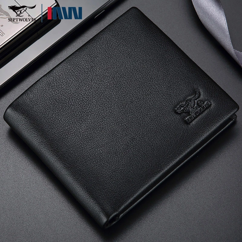 七匹狼男士钱包短款真皮休闲简约薄款青年学生皮夹子男款多功能