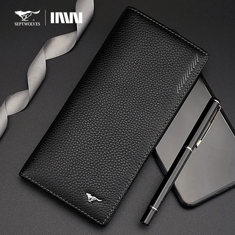 七匹狼真皮钱包男士长款品牌2025新款男生钱夹正品名牌长钱包牛皮