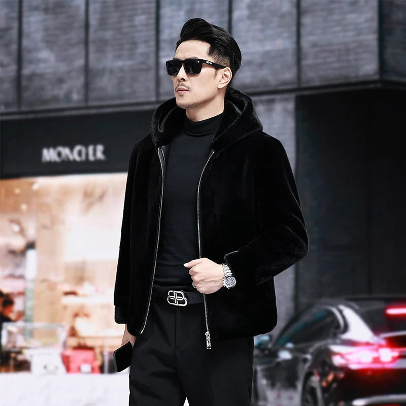 【正品】貂神老板补贴皮绒一体冬季男士加厚御寒保暖中老年外套