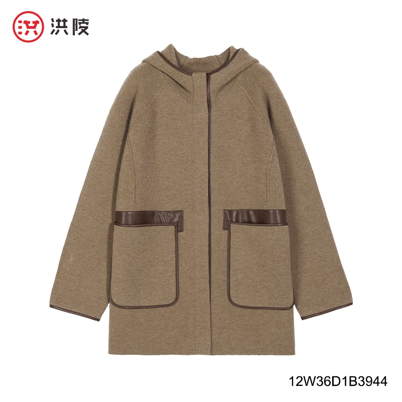 洪陵【瑕疵款·NO退NO换】男女款连帽简约风100山羊绒针织外套3944