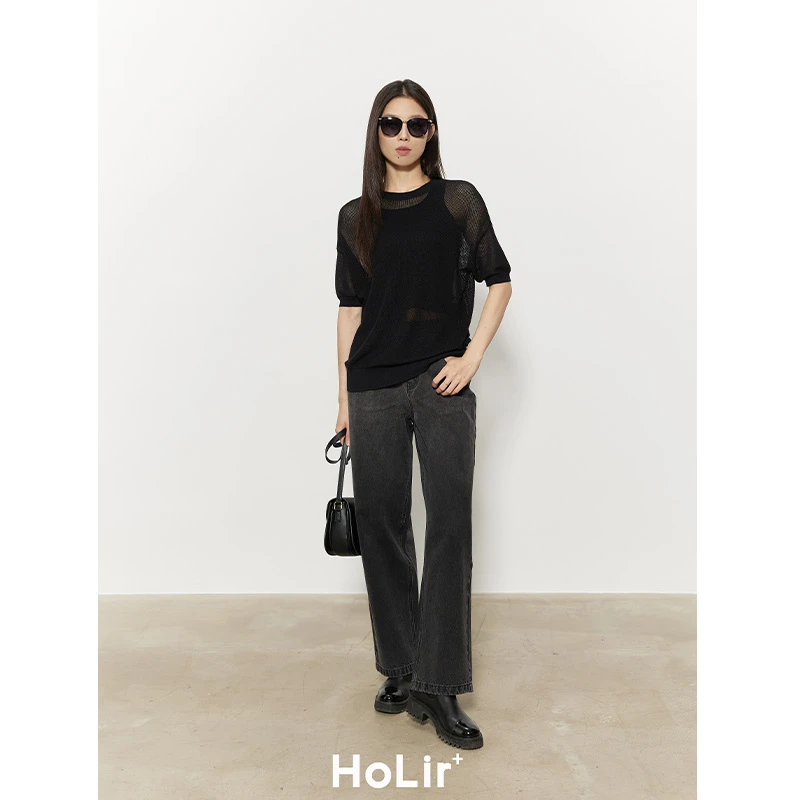 女士牛仔直筒裤休闲裤设计感设计师7240