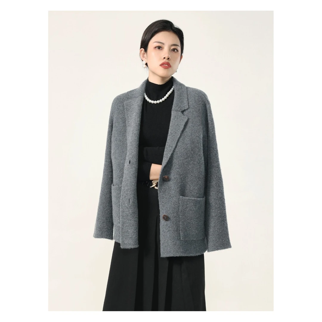 洪陵HOLIR【锤子款·NO退NO换】圈圈纱工艺山羊绒西服西装外套4728