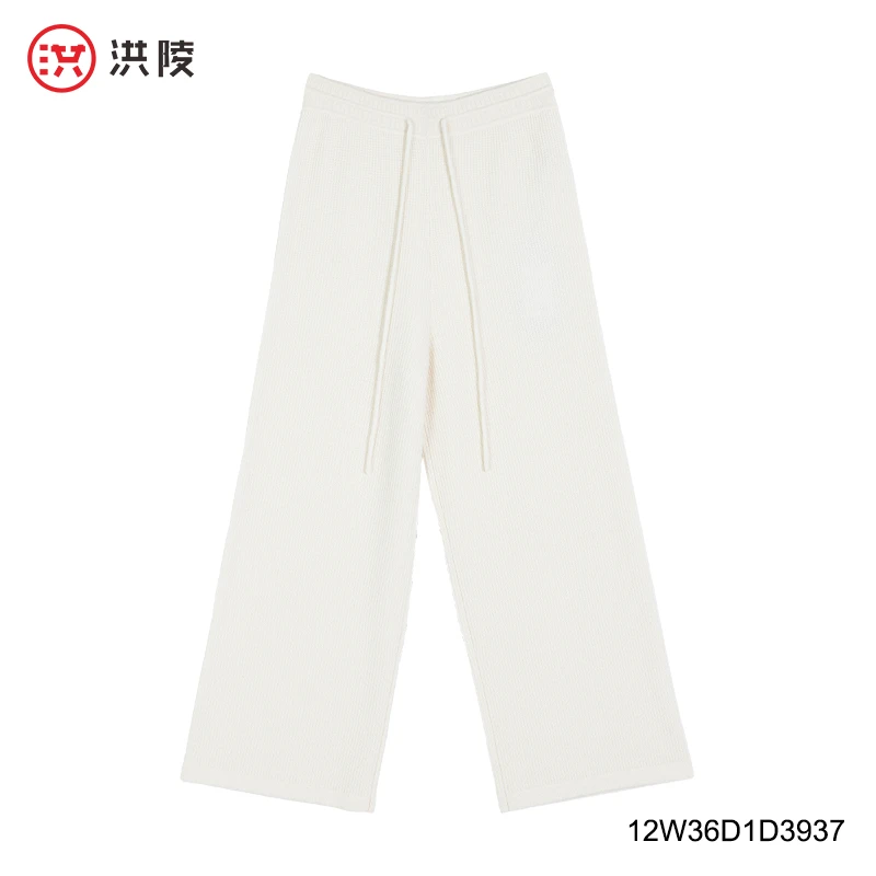 洪陵HOLIR【致·绒】小众华夫格100山羊绒简约宽松垂感针织裤3937