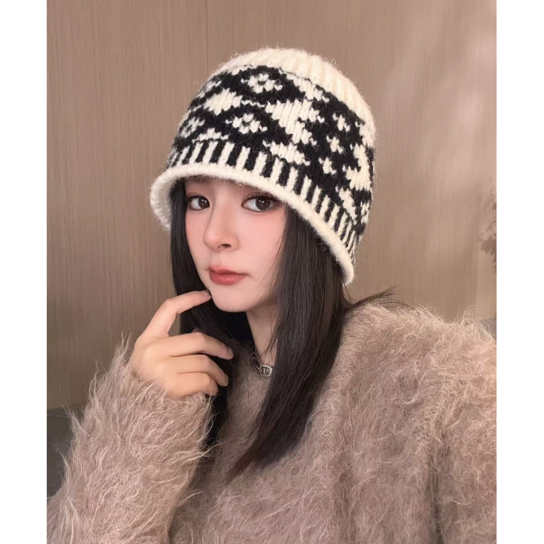 【氛围感气质帽搭】冬季百搭针织毛线帽显脸小大头围女秋冬保暖搭子