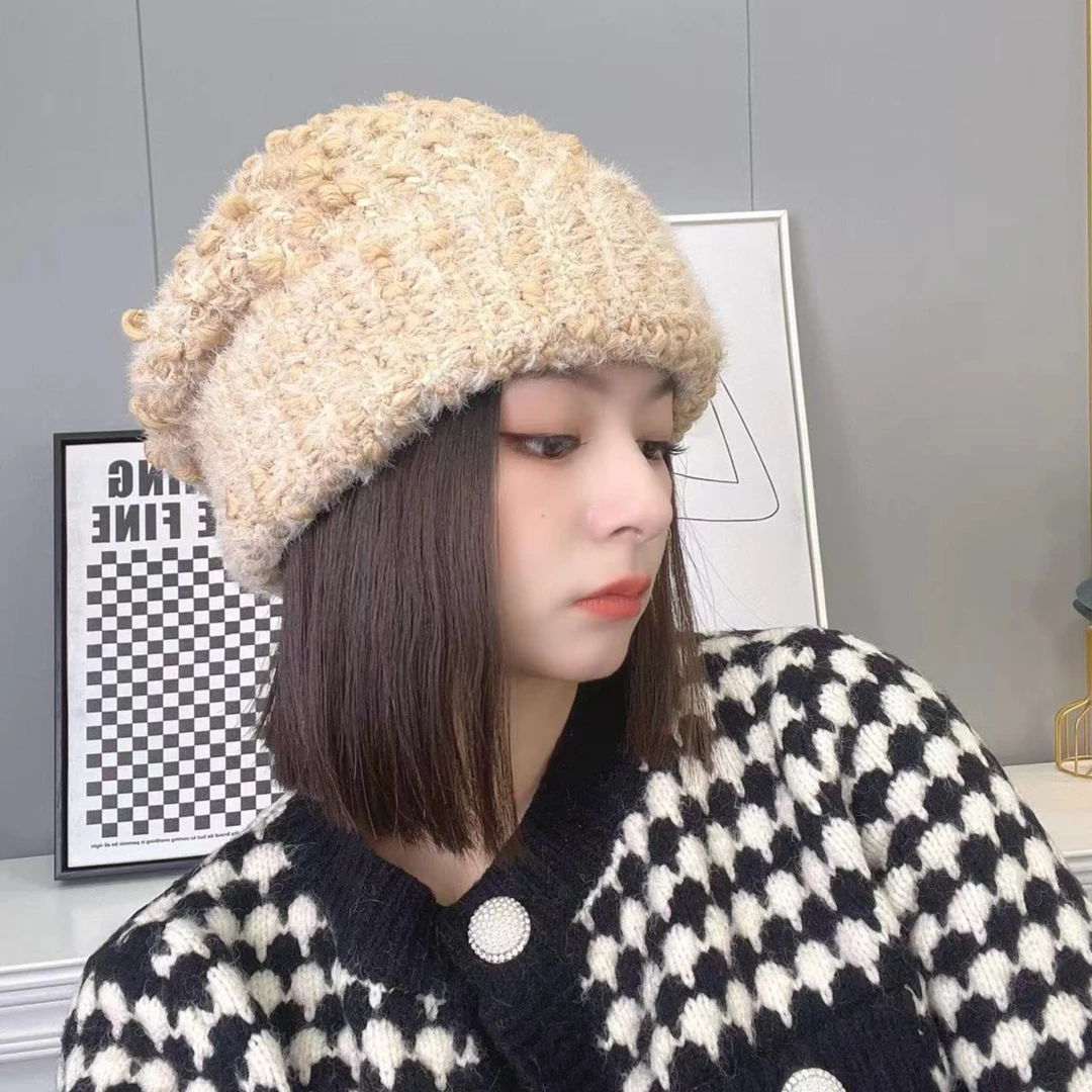 【麦穗堆堆帽】秋冬宽松ins百搭保暖护耳堆堆帽时尚针织帽编织帽子