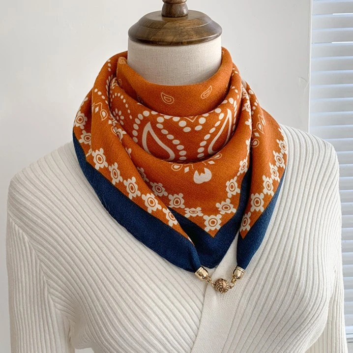 秋冬新款磁扣围巾女高级感时尚三角巾百搭懒人围脖（福利品无吊牌）