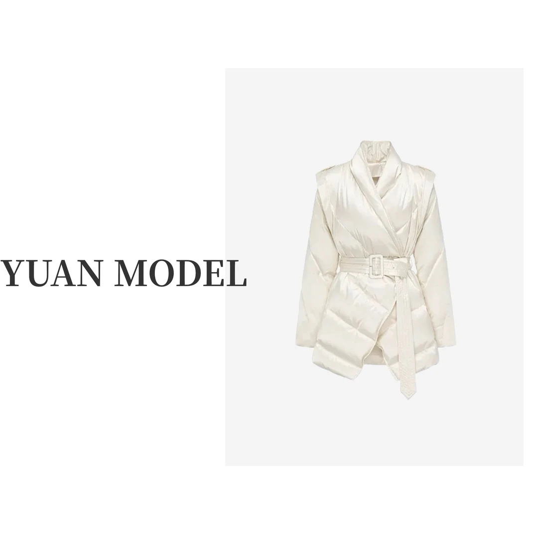 【YUAN MODEL】媛老板  高端时尚欧货气质白色羽绒服女装外套110562