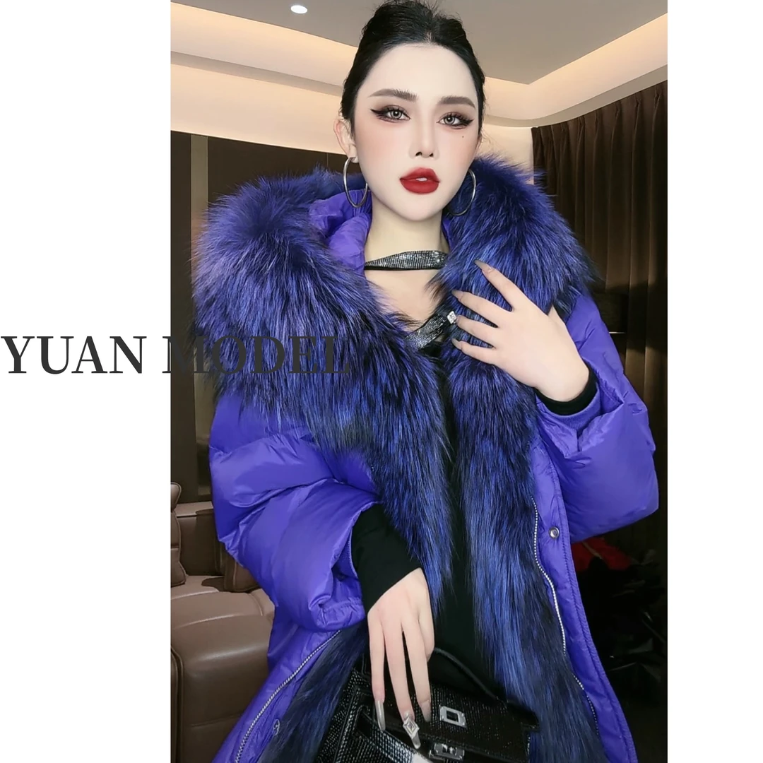 【YUAN MODEL】【顶流女星】  高端时尚高贵紫大毛领羽绒服外套111184