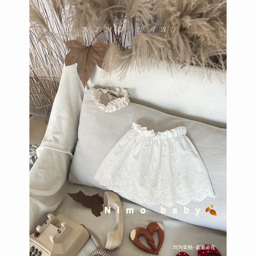 NIMO【柏林花事】韩版秋款女宝宝公主系带钩花甜美风薄款罩衣裙