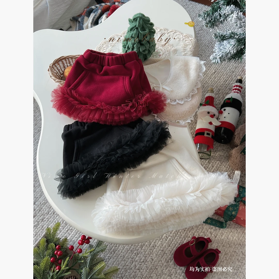 NIMO【椰蓉】韩版冬款宝宝纯色可爱时尚装饰复古ins风百搭纱裙