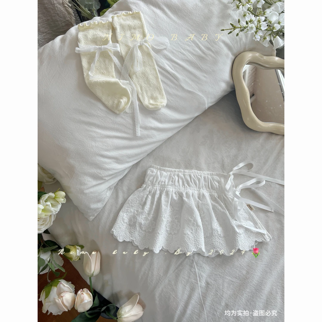 NIMO【白茶】韩版夏款女宝宝公主重工机修系带钩花甜美风薄款罩衣裙