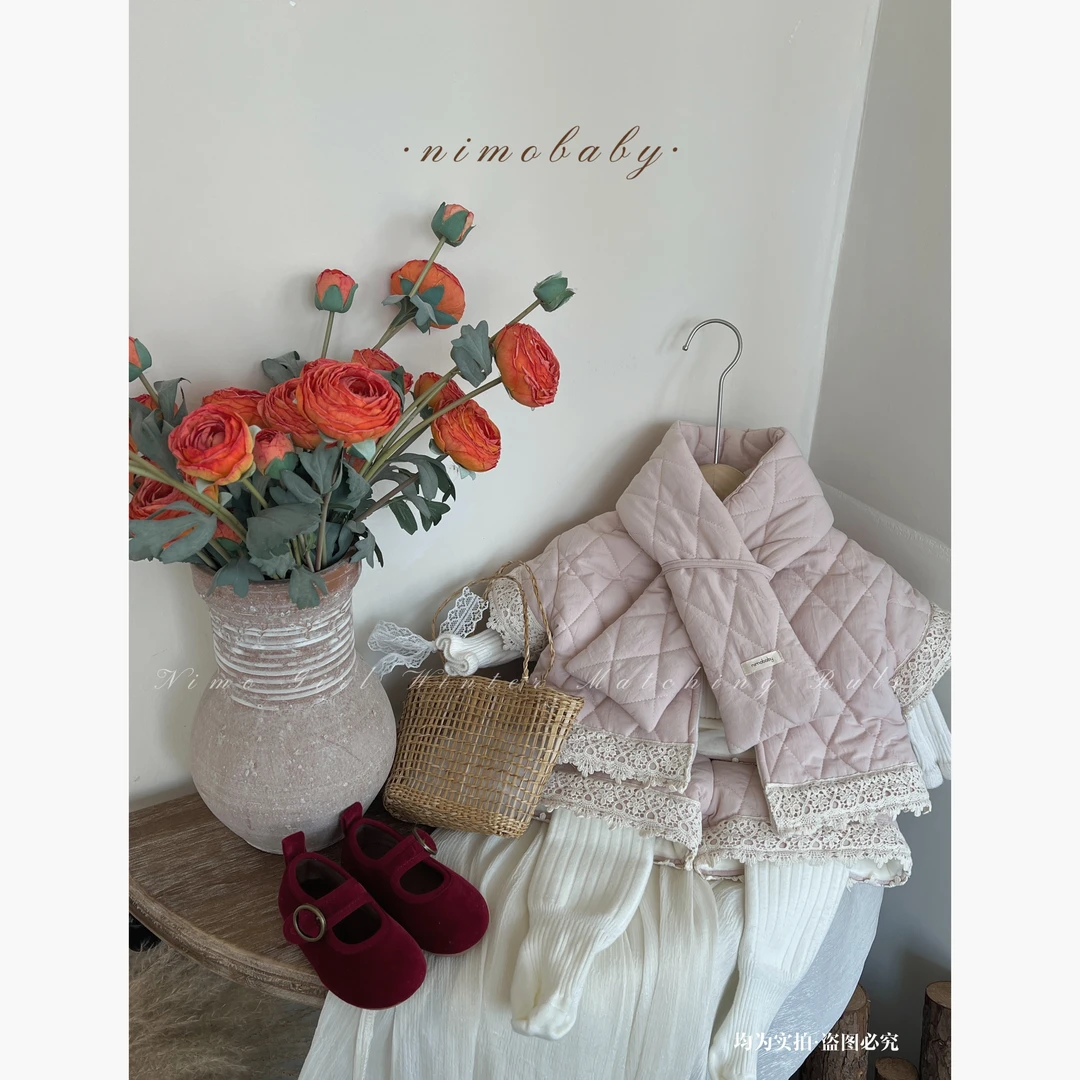 NIMO【微醺蜜桃】韩版冬季新款宝宝可爱时尚复古百搭棉服套装