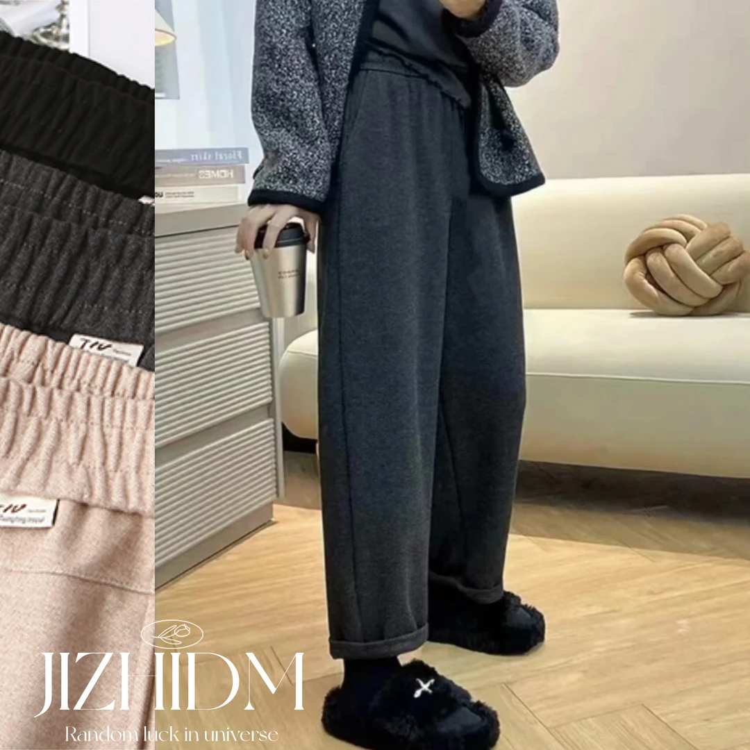 【100-200斤】秋冬季新款加绒窄版小个子毛呢哈伦裤女超柔舒适裤