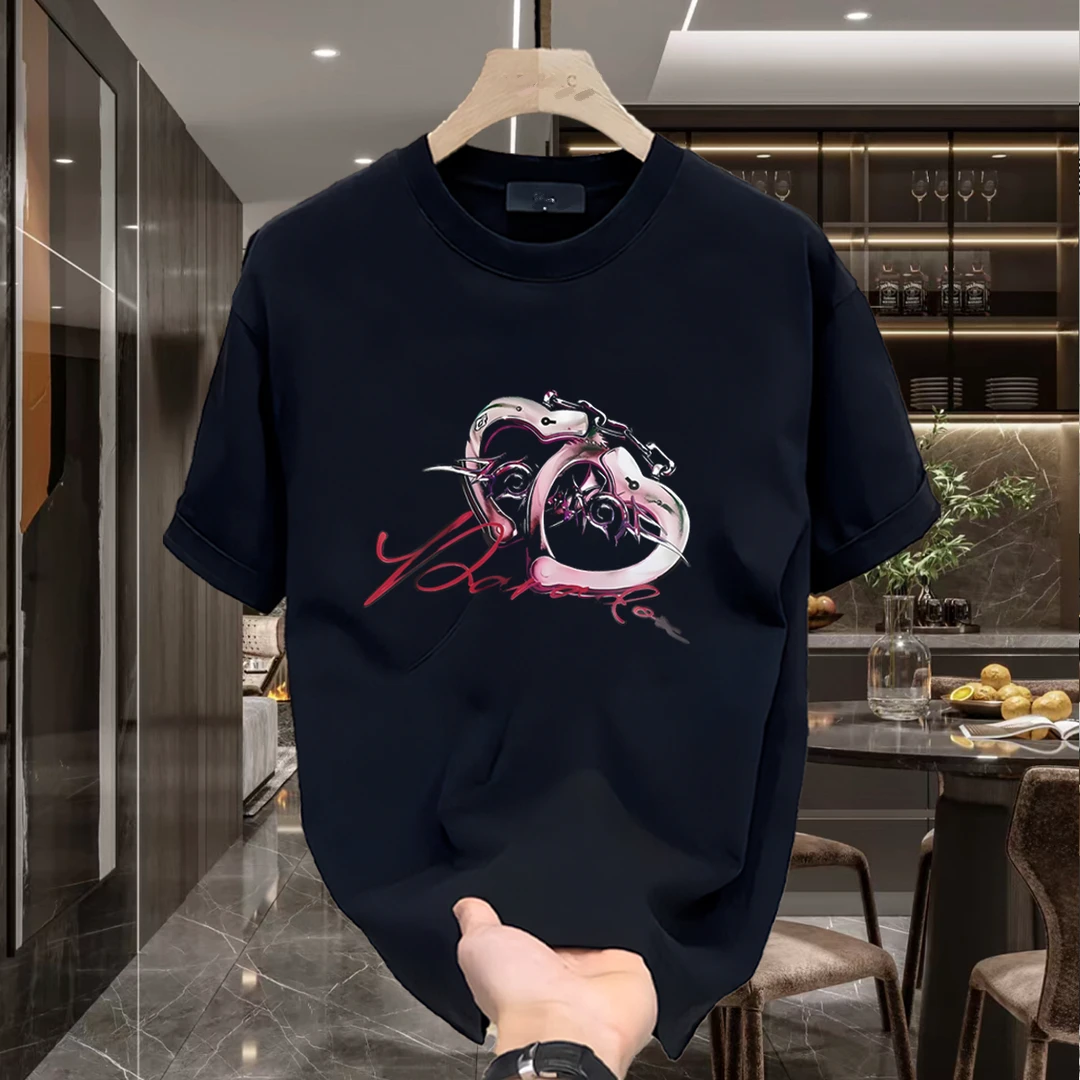 DIANRUO/殿若短袖T恤情侣装一箭穿心印花夏季半袖t休闲圆领上衣潮