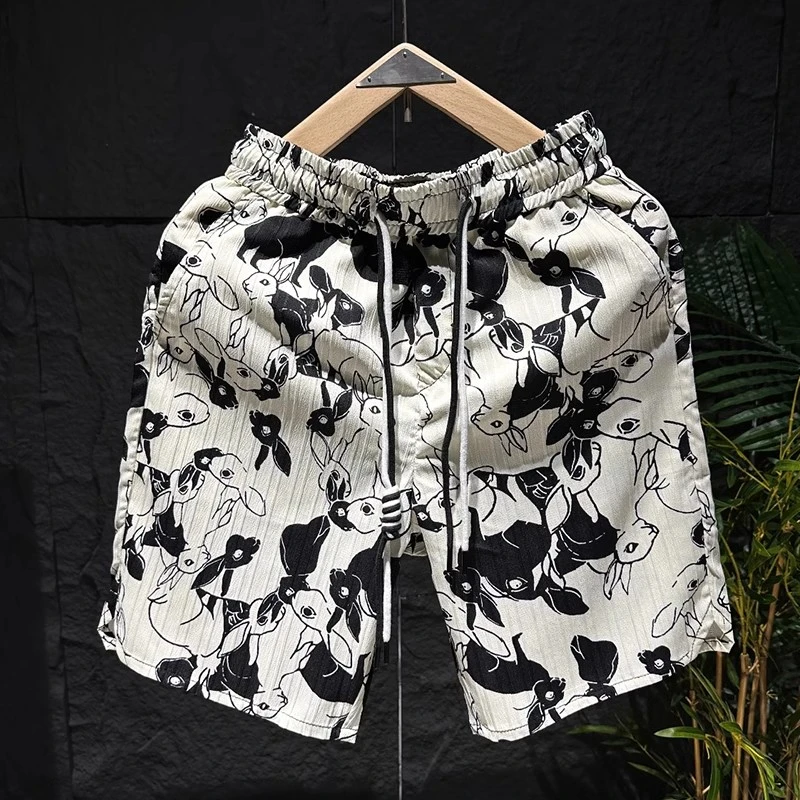 DIANRUO/殿若欧货男士短裤夏季潮牌印花速干沙滩裤宽松休闲五分裤