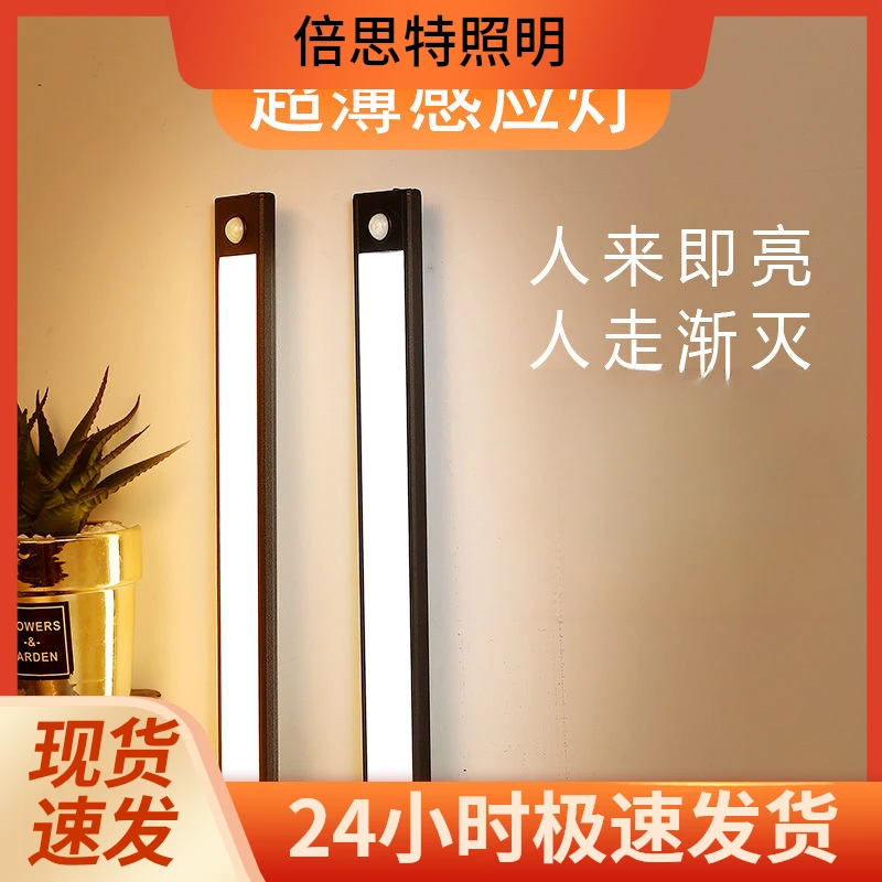 led智能人体感应灯家用超亮过道灯橱柜衣柜卧室过道小夜灯寝室灯.