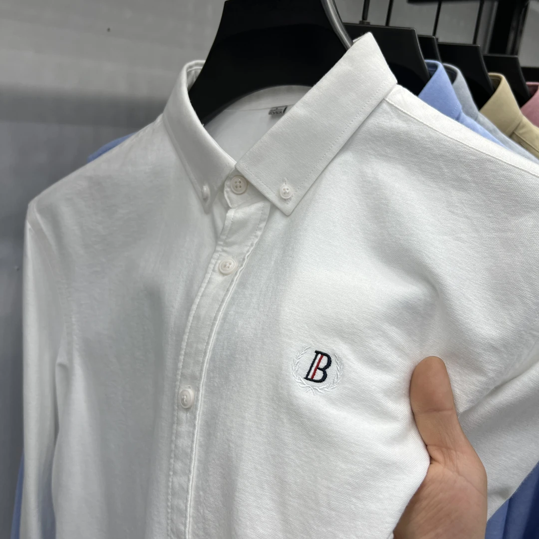 【欧美专柜】高档轻奢男士长袖衬衫春秋季时尚百搭休闲100%纯棉衬衣