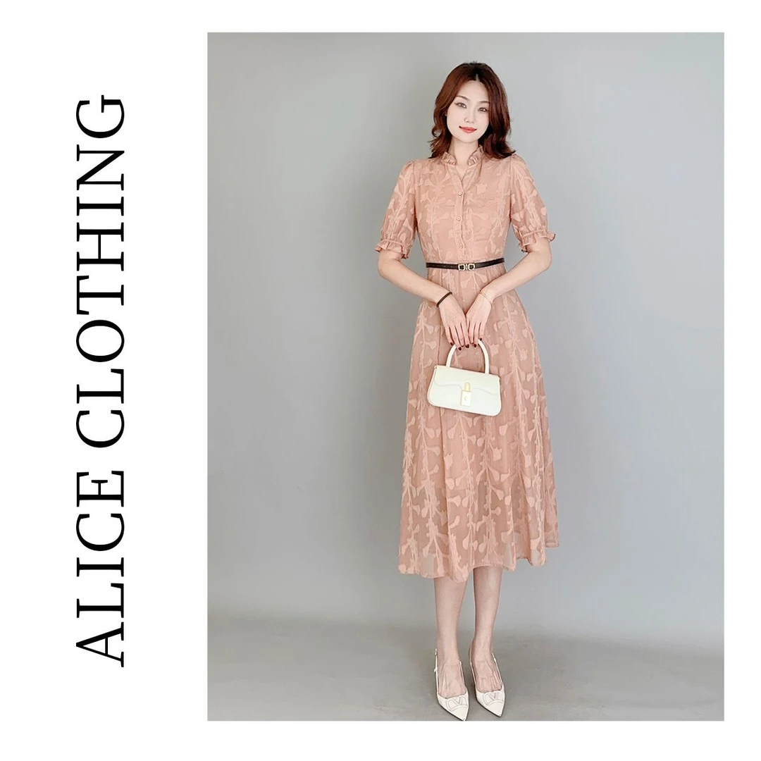 6【ALICE “脏脏橘”连衣裙】通勤腰带 剪花工艺 H2137861A