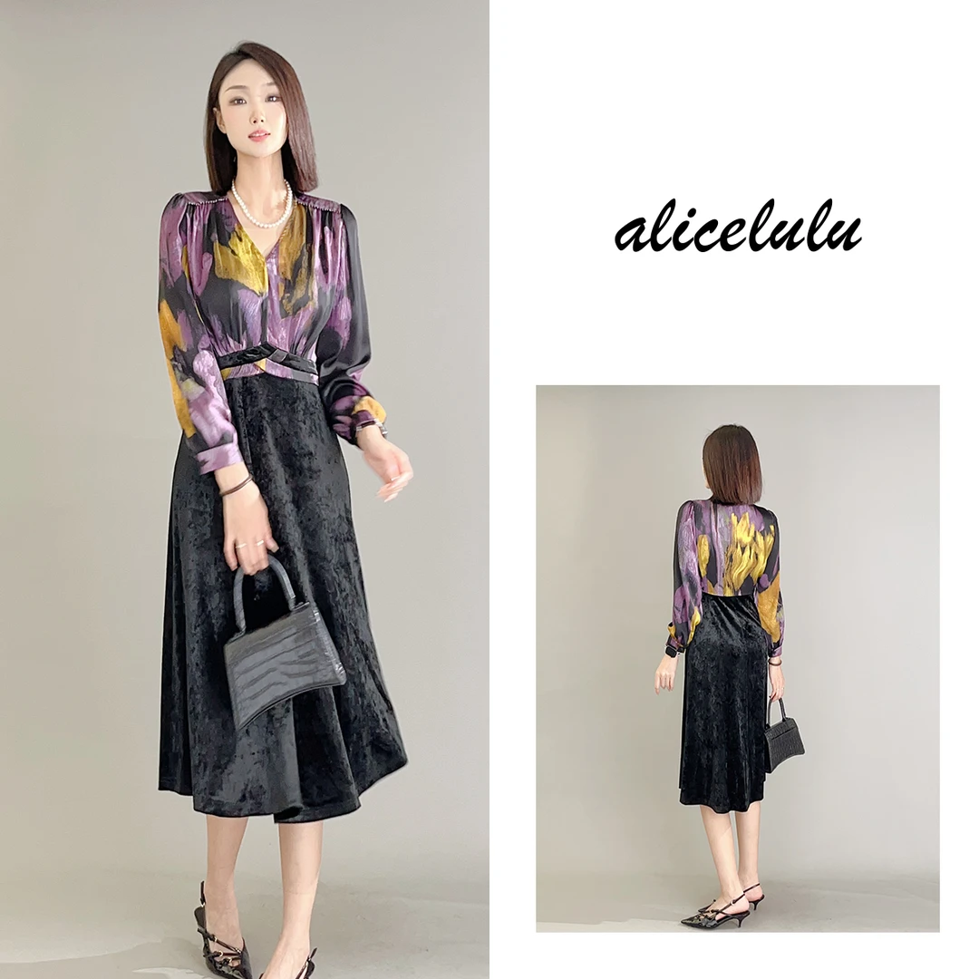 4 ALICE “莫奈睡莲”连衣裙 艺术调色 优雅拼接 S2139269W