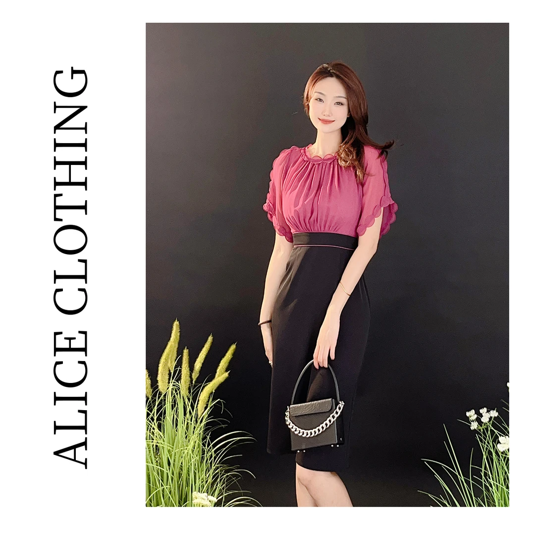 6【ALICE “火龙果”连衣裙】优雅拼接 靓丽通勤 S2137979W