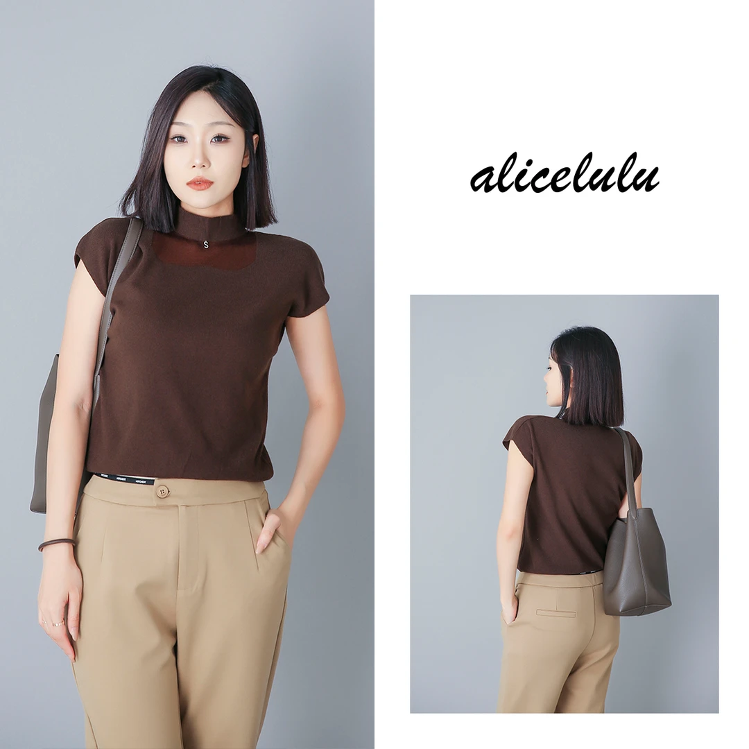 4 ALICE “直角肩”毛衣 包肩袖 优雅网纱 S2139093T