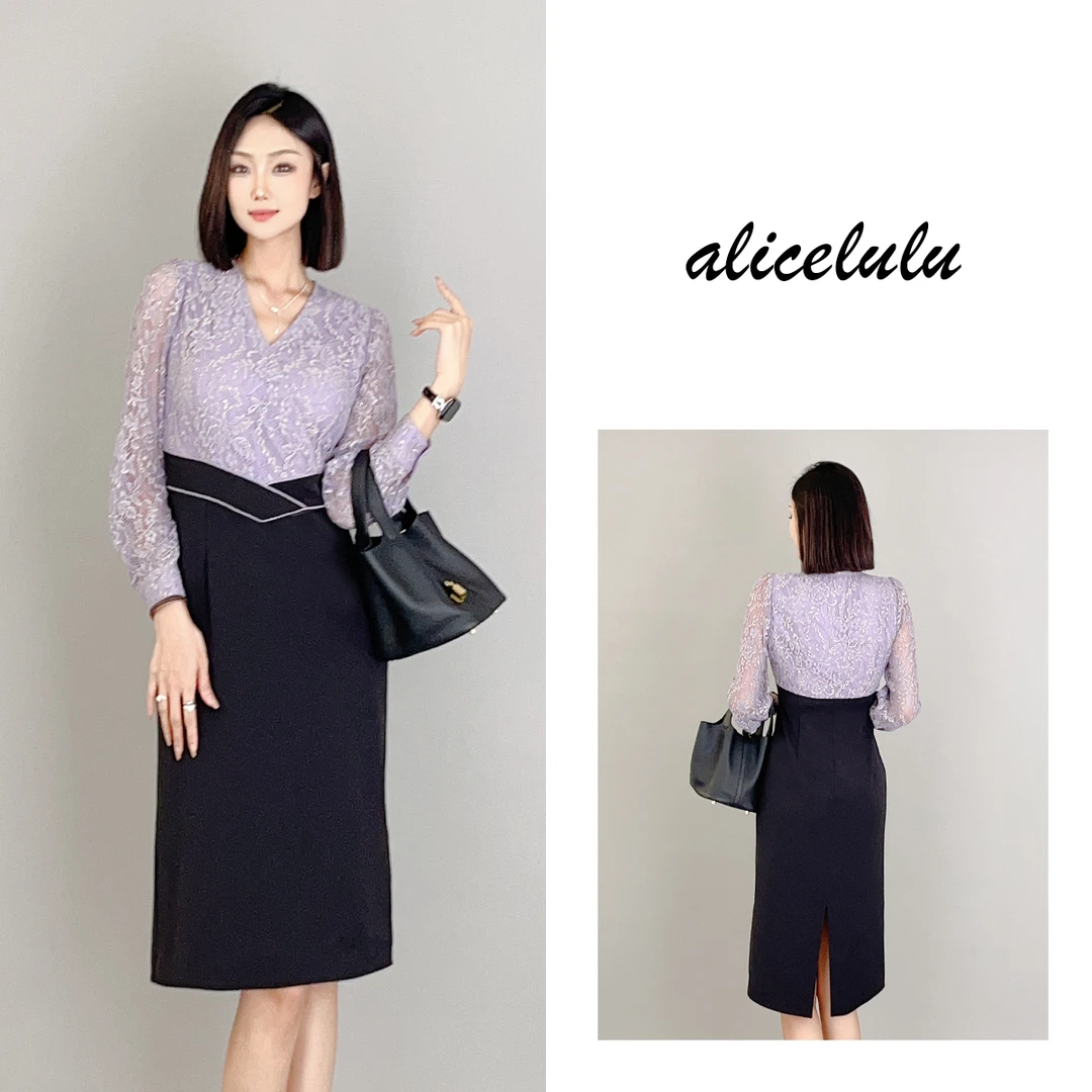 4 ALICE “巴黎紫”连衣裙 轻奢蕾丝 柔美知性 S1034183D