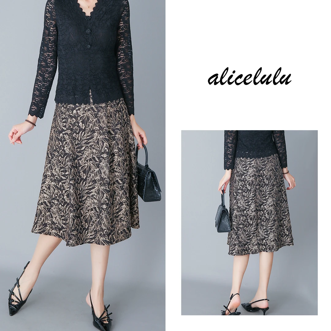 4 ALICE “黑金晚宴”半身裙 重工刺绣 优雅伞裙 S621643W