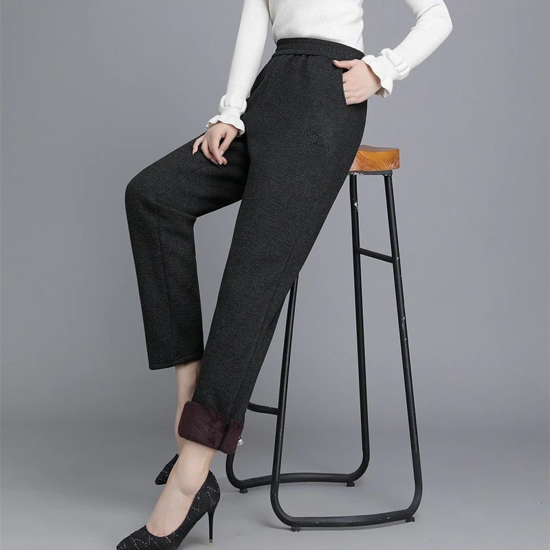 中老年女装妈妈装冬季加绒加厚冬装裤子50岁60老年人春秋大码长裤