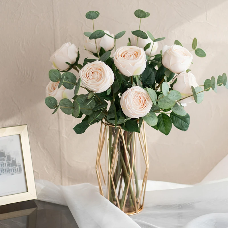 欧式仿真花茶苞玫瑰室内餐厅桌面假花摆件客厅装饰花干花绢花摆设